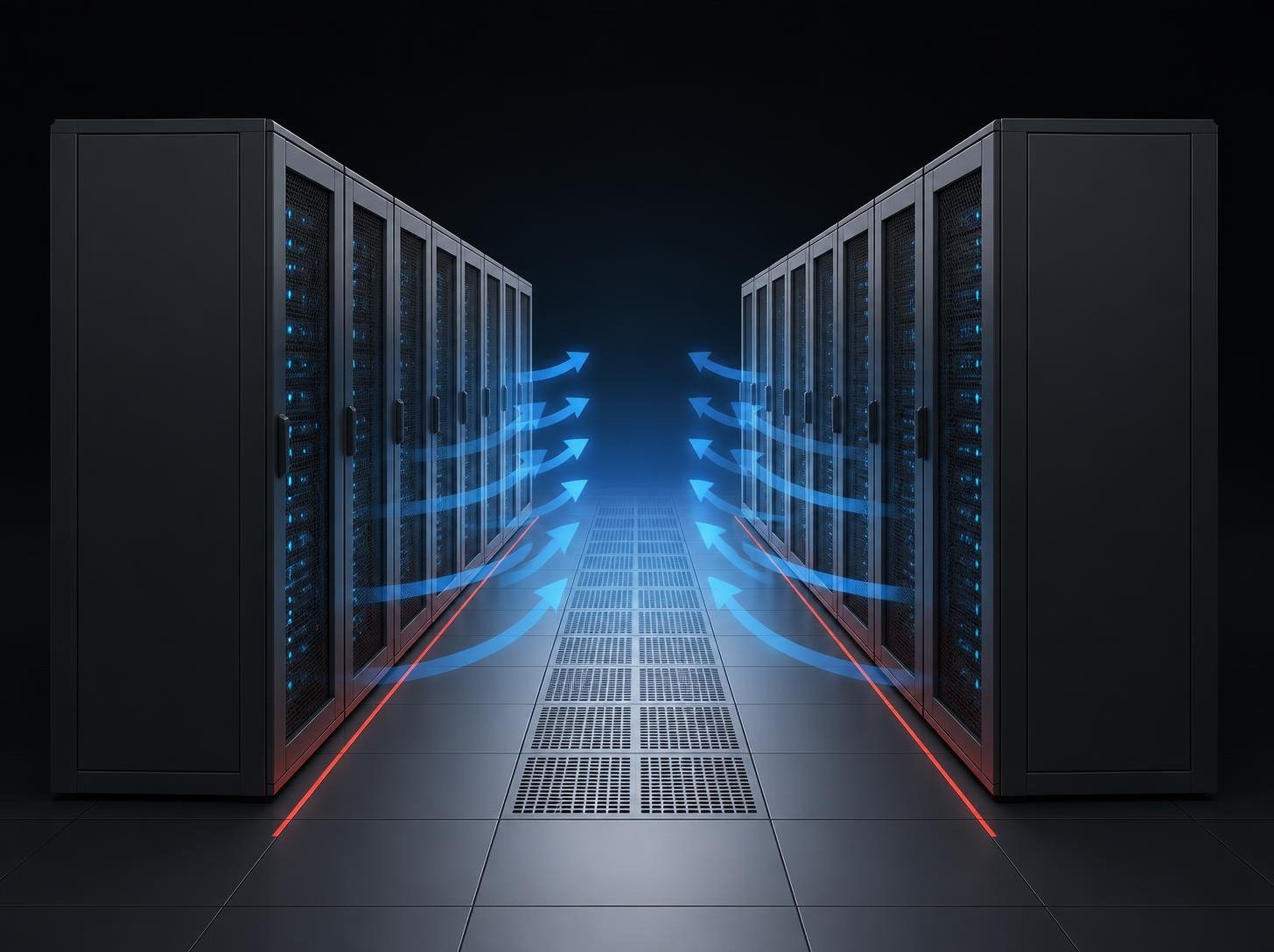 Visualisation of a cold aisle between server racks